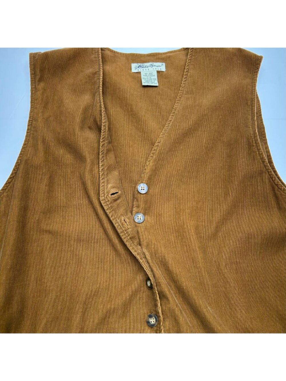 Vintage Eddie Bauer Brown Corduroy Sleeveless Button-Front Midi Dress Womens L - Picture 6 of 16